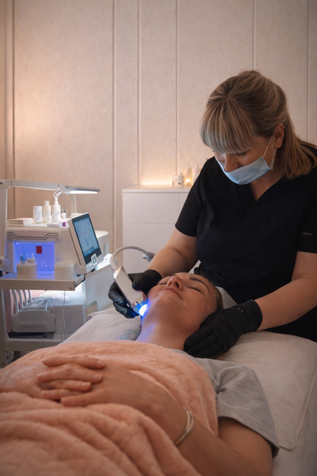 Prikaz njege lica u toplom ambijentu Beba Beauty Centra